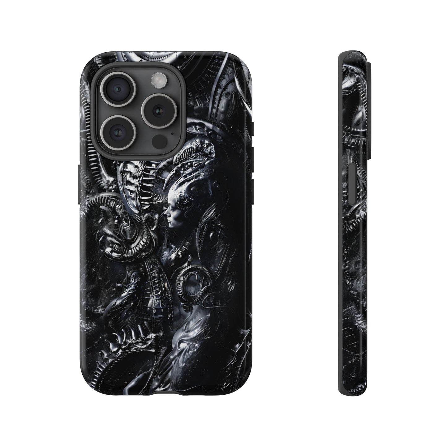 Biomechanical Transhumanism Phone Case – Alien Horror Design for iPhone and Samsung Galaxy Devices