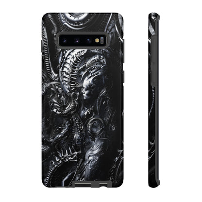 Biomechanical Transhumanism Phone Case – Alien Horror Design for iPhone and Samsung Galaxy Devices