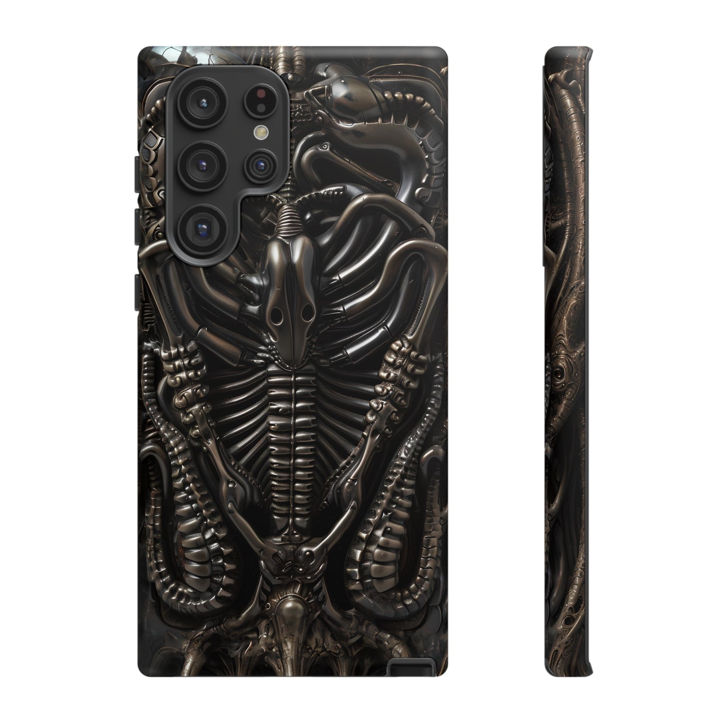 Biomechanical Nightmares Tough Phone Case – Alien Horror Design for iPhone and Samsung Galaxy Devices