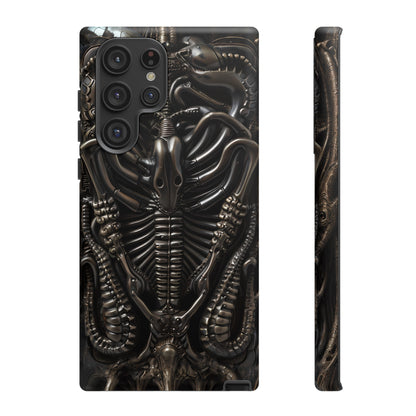 Biomechanical Nightmares Tough Phone Case – Alien Horror Design for iPhone and Samsung Galaxy Devices