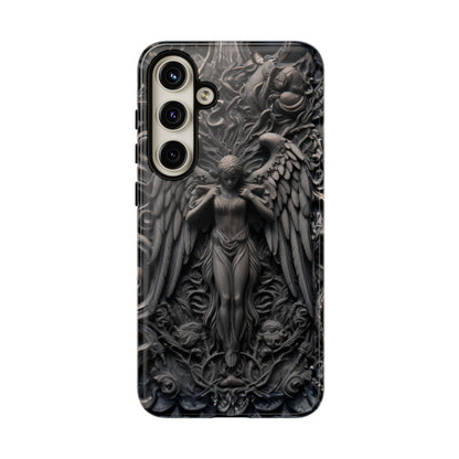 Grey Angel Phone Case – Gothic Marble Statue Design for iPhone, Samsung Galaxy, and Google Pixel Devices