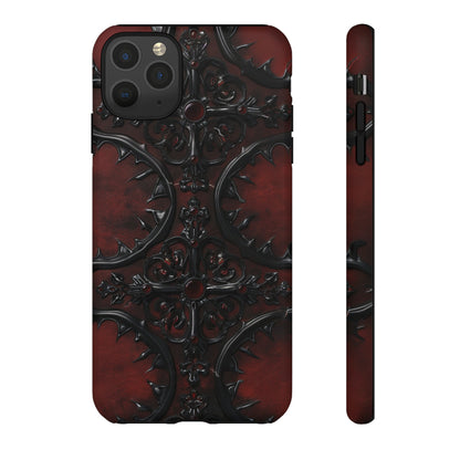 Vampiric Leather Phone Case for iPhone, Samsung Galaxy, and Google Pixel Devices - Gothic Ornate Design