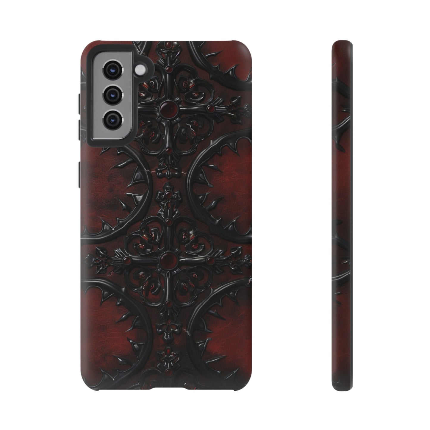 Vampiric Leather Phone Case for iPhone, Samsung Galaxy, and Google Pixel Devices - Gothic Ornate Design