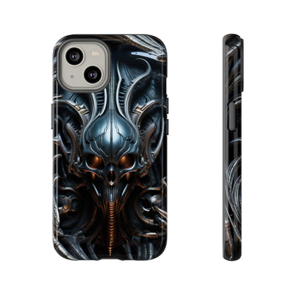 Metallic Alien Mask Phone Case – Futuristic Alien Horror Design for iPhone, Samsung Galaxy, and Google Pixel Devices