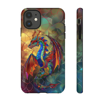 Stained Glass Dragon Phone Case - Colorful Fantasy Design for iPhone, Samsung Galaxy, Google Pixel Devices