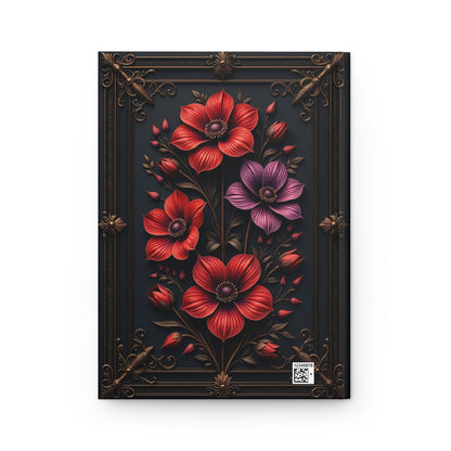 Elegant Floral Hardcover Journal - Red and Purple Blooms