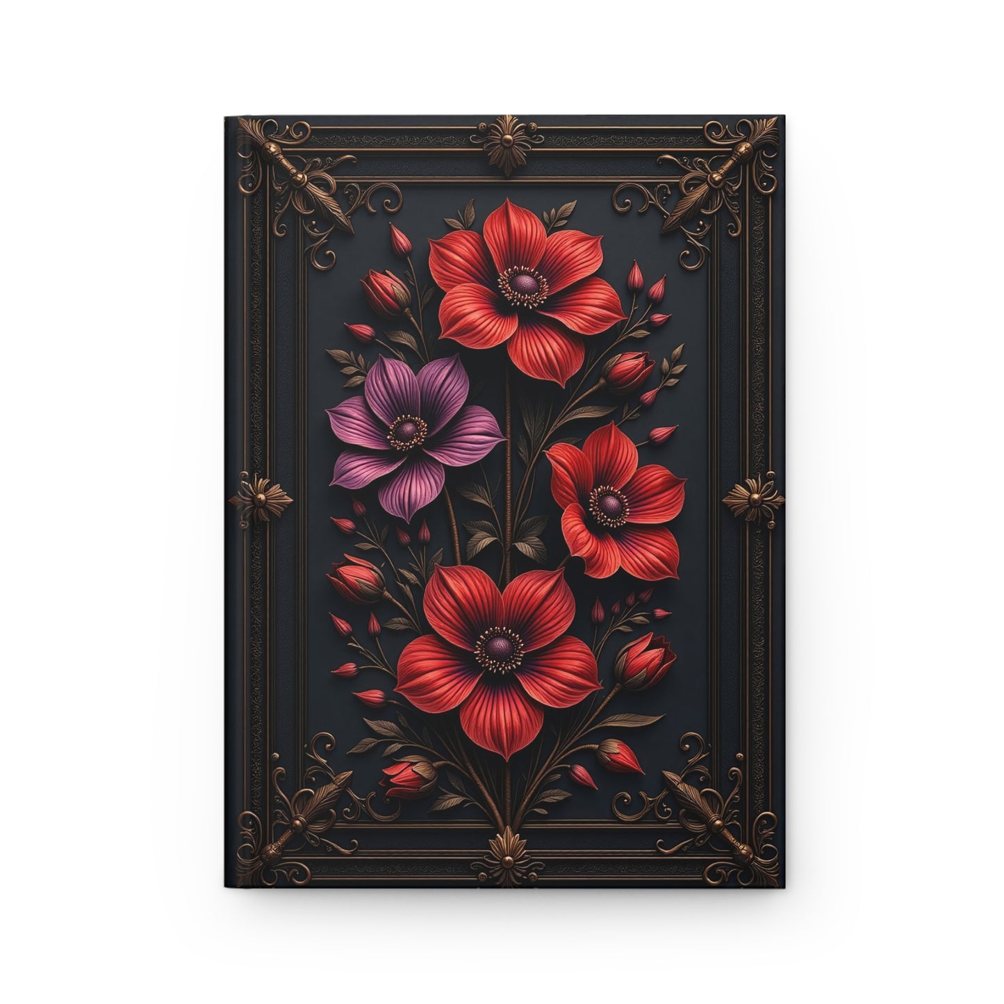 Elegant Floral Hardcover Journal - Red and Purple Blooms