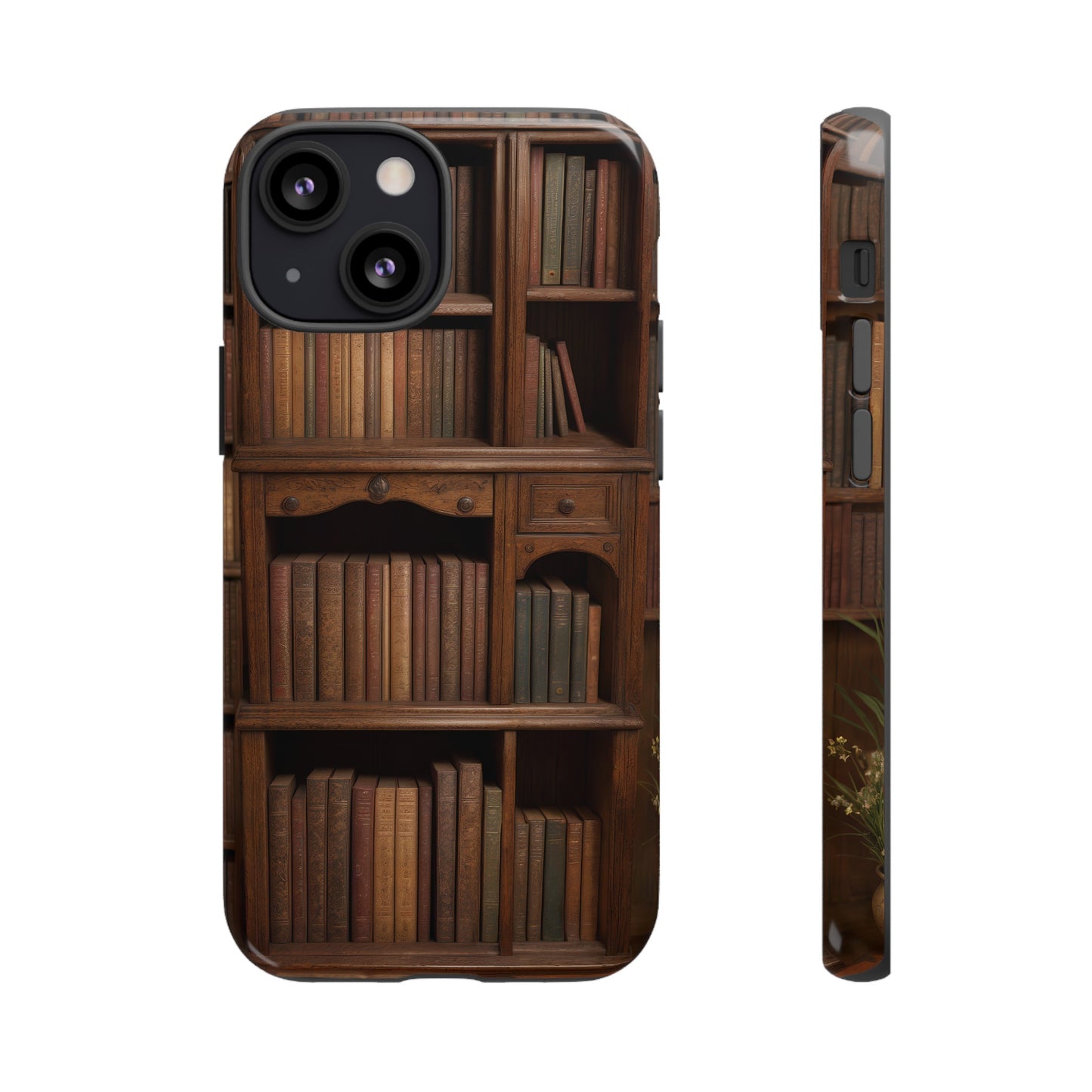 Book Shelf Phone Case – Vintage Library Design for iPhone, Samsung Galaxy, and Google Pixel Devices