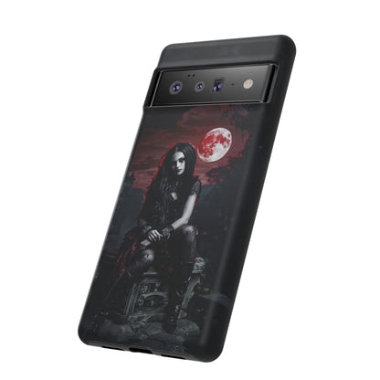 Gothic Vampire Girl Phone Case - Dark Fantasy Design with Blood Moon for iPhone,  Samsung Galaxy, and Google Pixel Devices