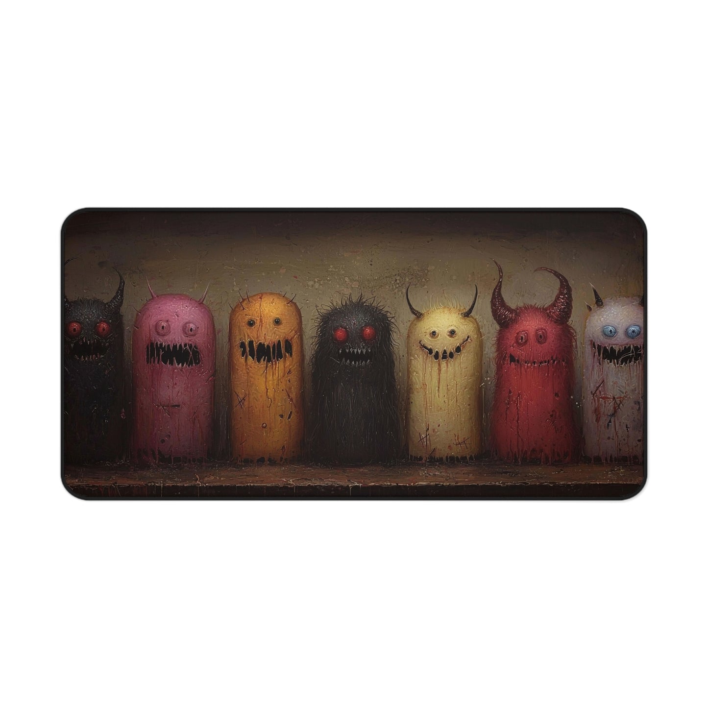 Whimsical Monster Friends Desk Mat - Cute and Creepy Desktop Decor for Gamers and Artists