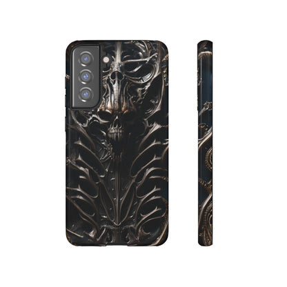 Biomechanical Horror 3 Tough Phone Case – Futuristic Alien Skull Design for iPhone, Samsung Galaxy, and Google Pixel Devices