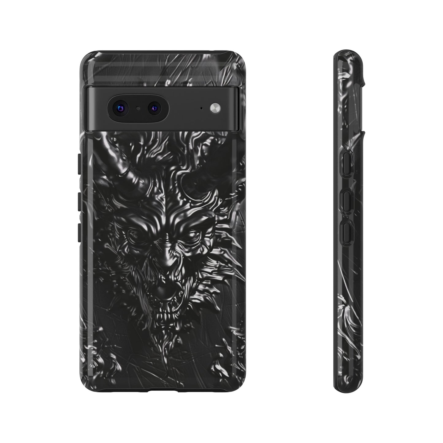 Silver Devil Phone Case – Gothic Demon Design for iPhone, Samsung Galaxy, and Google Pixel Devices