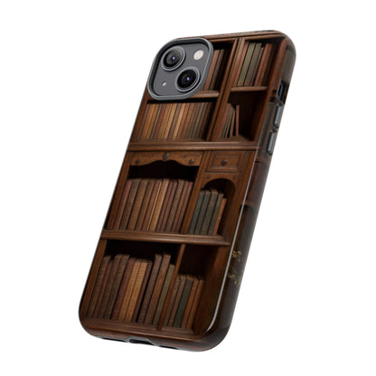 Book Shelf Phone Case – Vintage Library Design for iPhone, Samsung Galaxy, and Google Pixel Devices