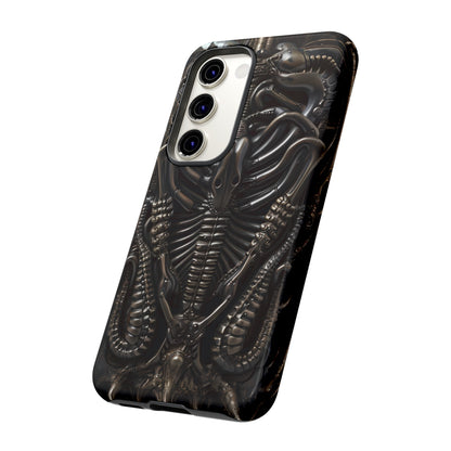 Biomechanical Nightmares Tough Phone Case – Alien Horror Design for iPhone and Samsung Galaxy Devices