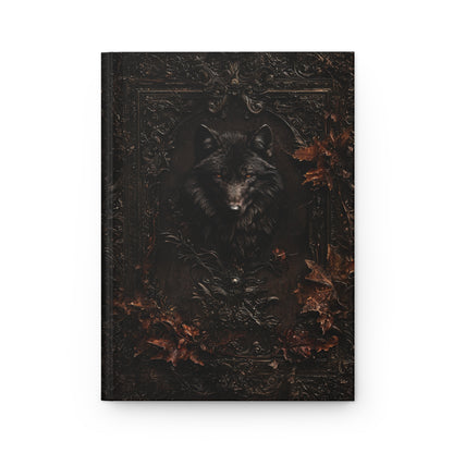 Mystical Black Wolf Journal - Vintage Leather Look Notebook with Dark Accents