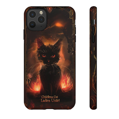 Childless Cat Ladies Unite Phone Case - Gothic Black Cat For iPhone, Samsung Galaxy, and Google Pixel Devices