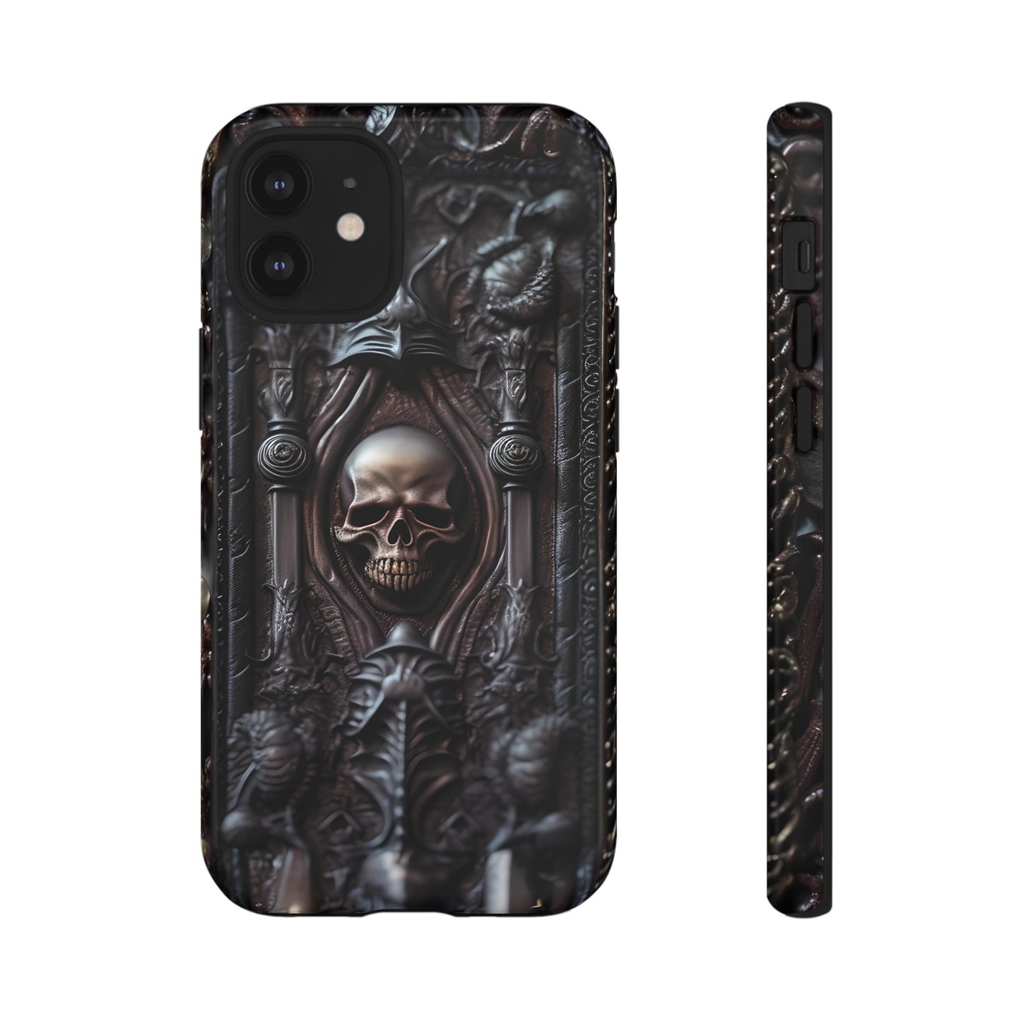 Dark Grimoire of Death Tough Phone Case – Gothic Skull Vampiric Design for iPhone, Samsung Galaxy, and Google Pixel Devices