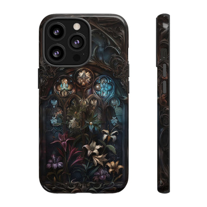 Elegant Gothic Flower Art Phone Case - Intricate Floral Design for iPhone, Samsung Galaxy, and Google Pixel Devices