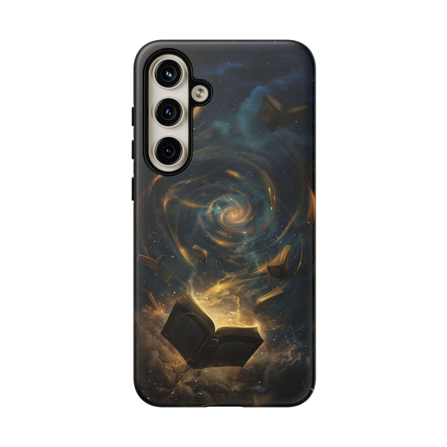 Magical Galaxy Swirling Books Phone Case - Celestial Book Lover's Gift for iPhone, Samsung Galaxy, and Google Pixel Devices