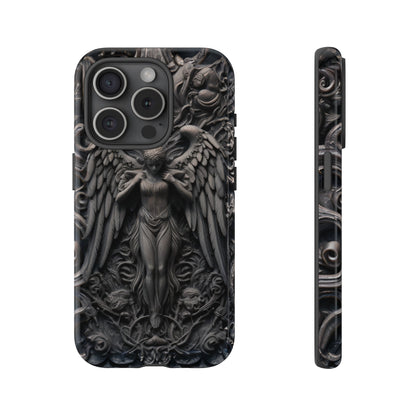 Grey Angel Phone Case – Gothic Marble Statue Design for iPhone, Samsung Galaxy, and Google Pixel Devices