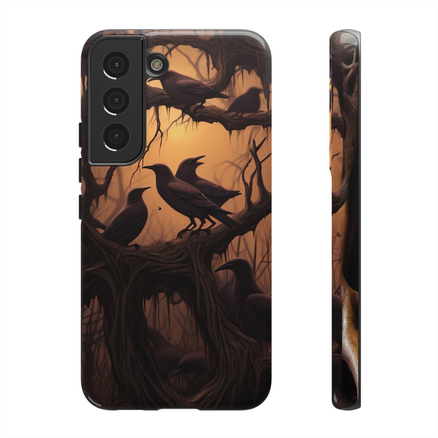 Ravens at Dusk Phone Case – Gothic Halloween Design with Edgar Allan Poe Inspired Crows for iPhone, Samsung Galaxy, and Google Pixel Devices