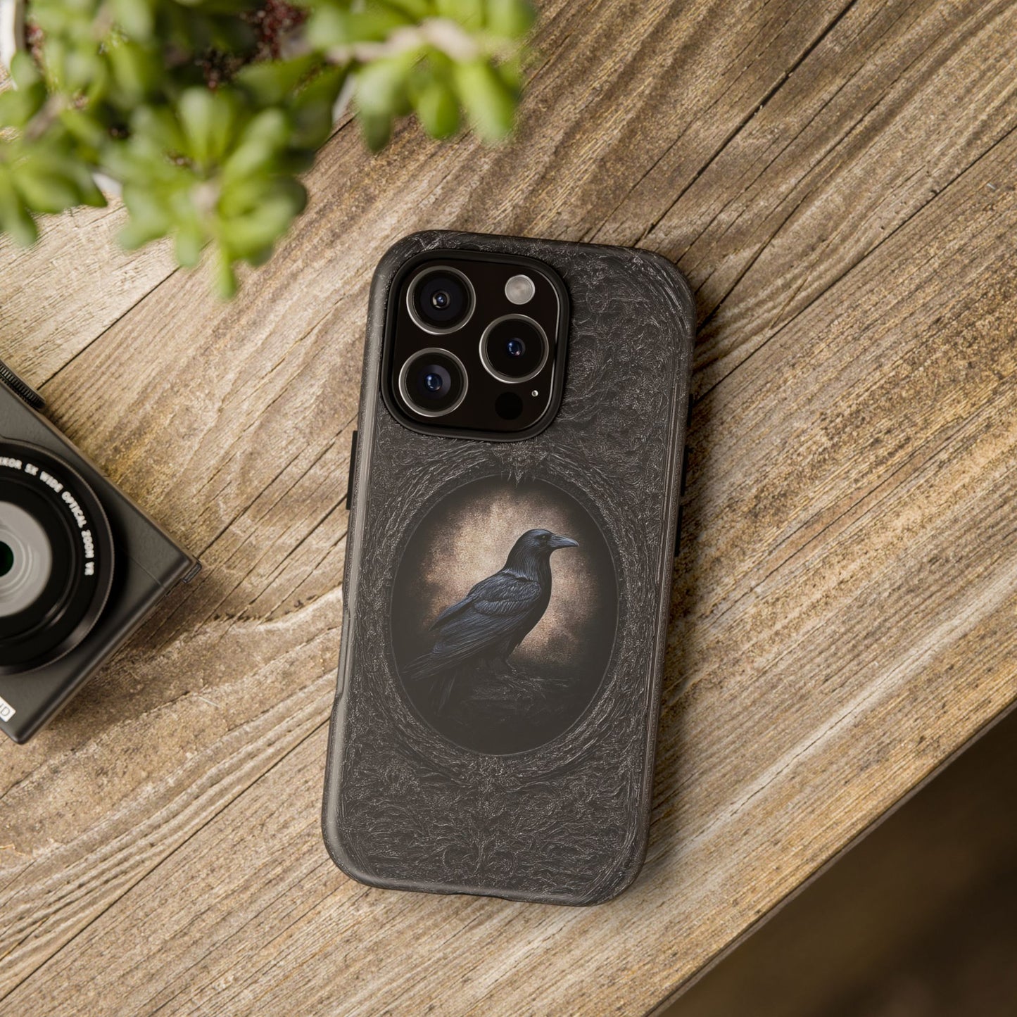 Gothic Raven Phone Case - Mysterious Dark Bird Design