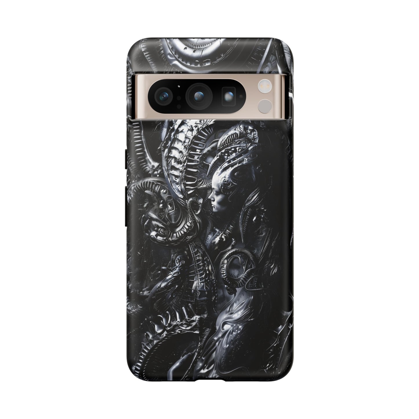 Biomechanical Transhumanism Phone Case – Alien Horror Design for iPhone and Samsung Galaxy Devices