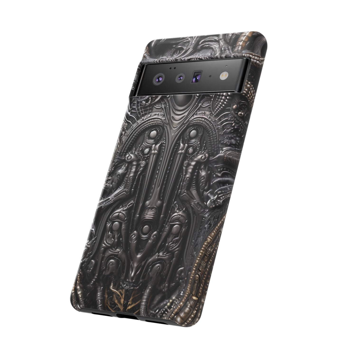 Biomechanical Horror Phone Case – Dark Sci-Fi Design for iPhone, Samsung Galaxy, Google Pixel Devices