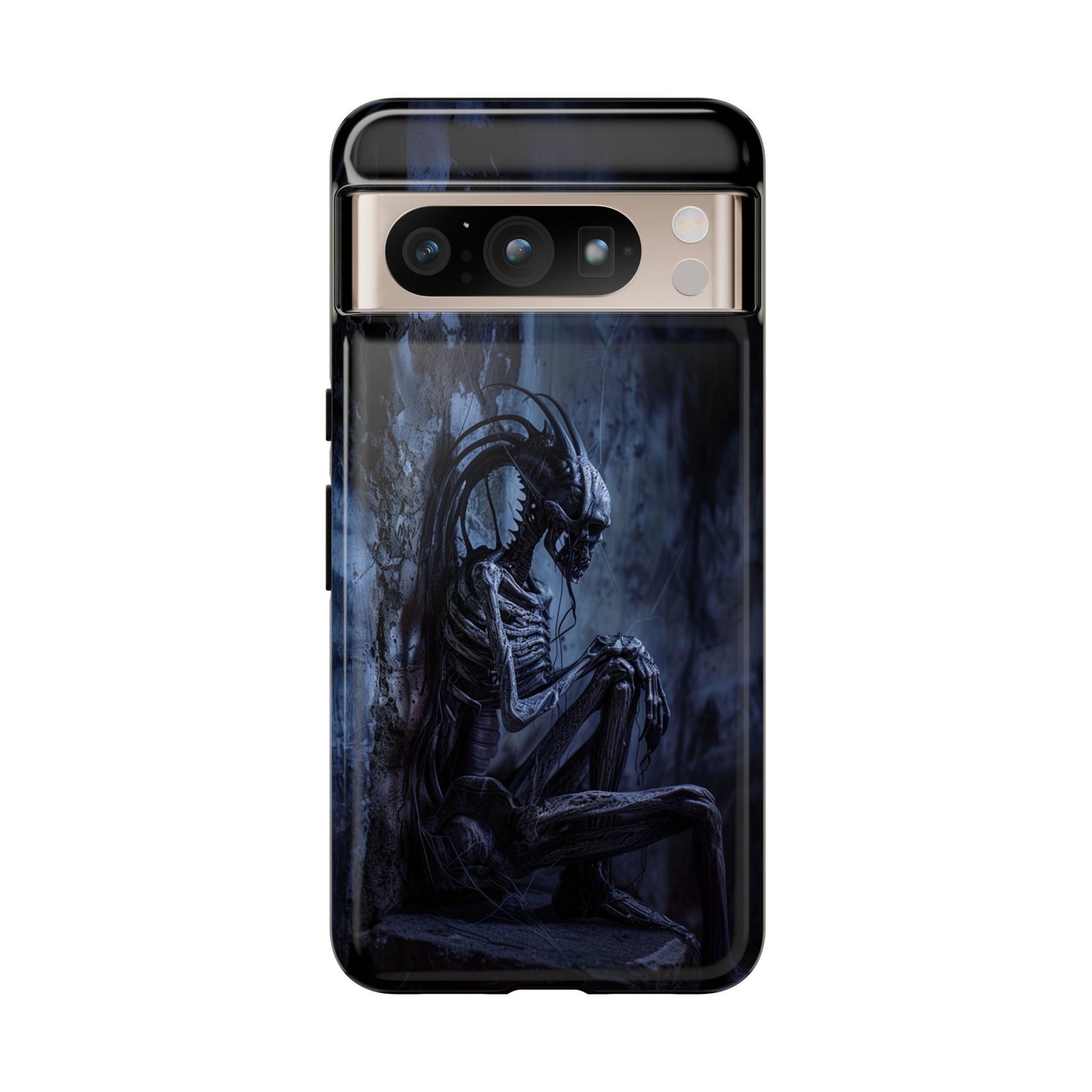 Gothic Alien Skeleton iPhone Case - Sci-Fi Horror Design