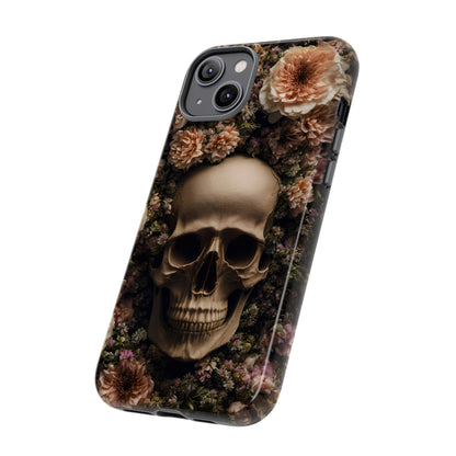 Skull and Flowers #2 Phone Case – Gothic Floral Design for iPhone, Samsung Galaxy, and Google Pixel Devices