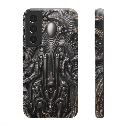 Biomechanical Horror Phone Case – Dark Sci-Fi Design for iPhone, Samsung Galaxy, Google Pixel Devices