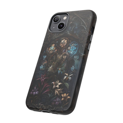 Elegant Gothic Flower Art Phone Case - Intricate Floral Design for iPhone, Samsung Galaxy, and Google Pixel Devices