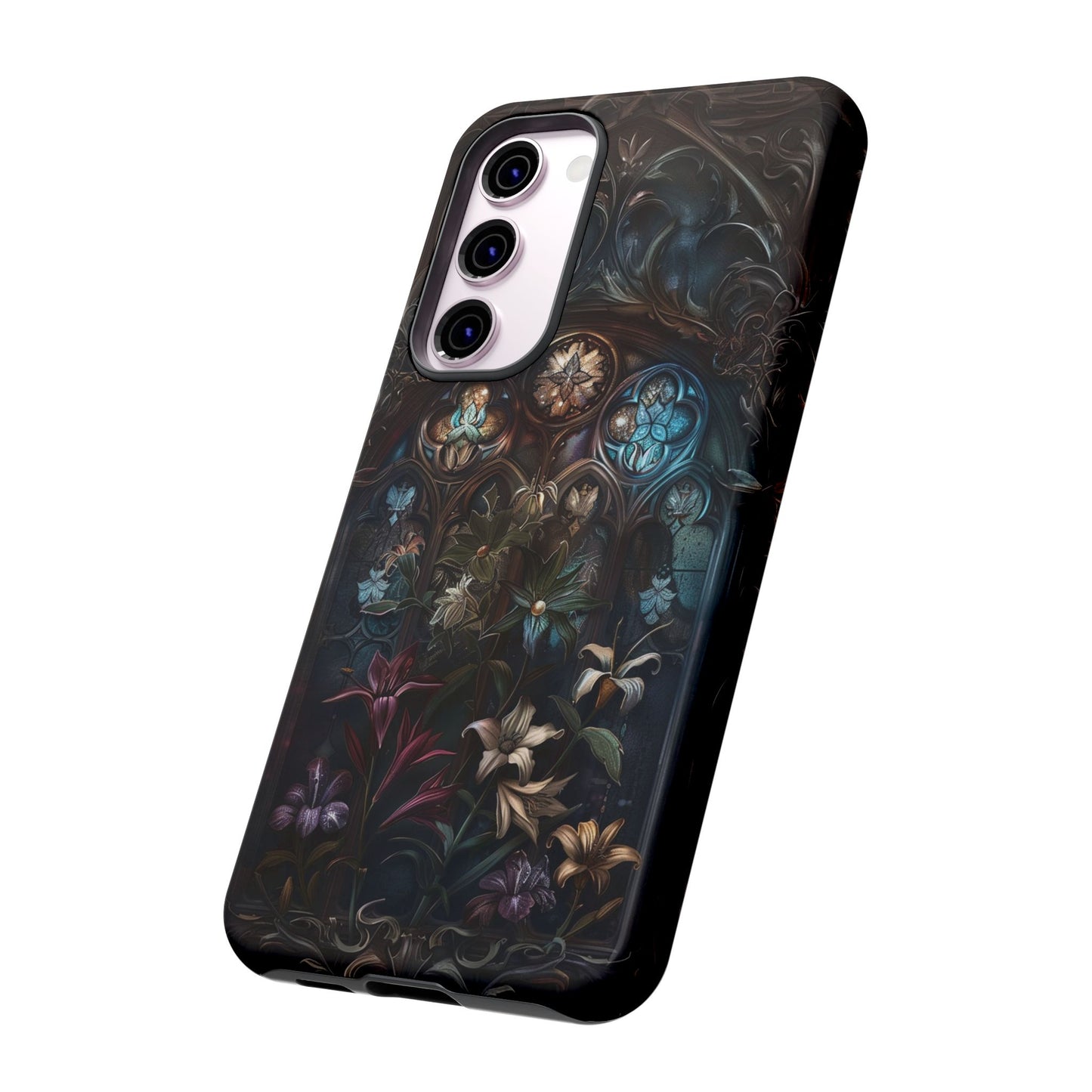 Elegant Gothic Flower Art Phone Case - Intricate Floral Design for iPhone, Samsung Galaxy, and Google Pixel Devices