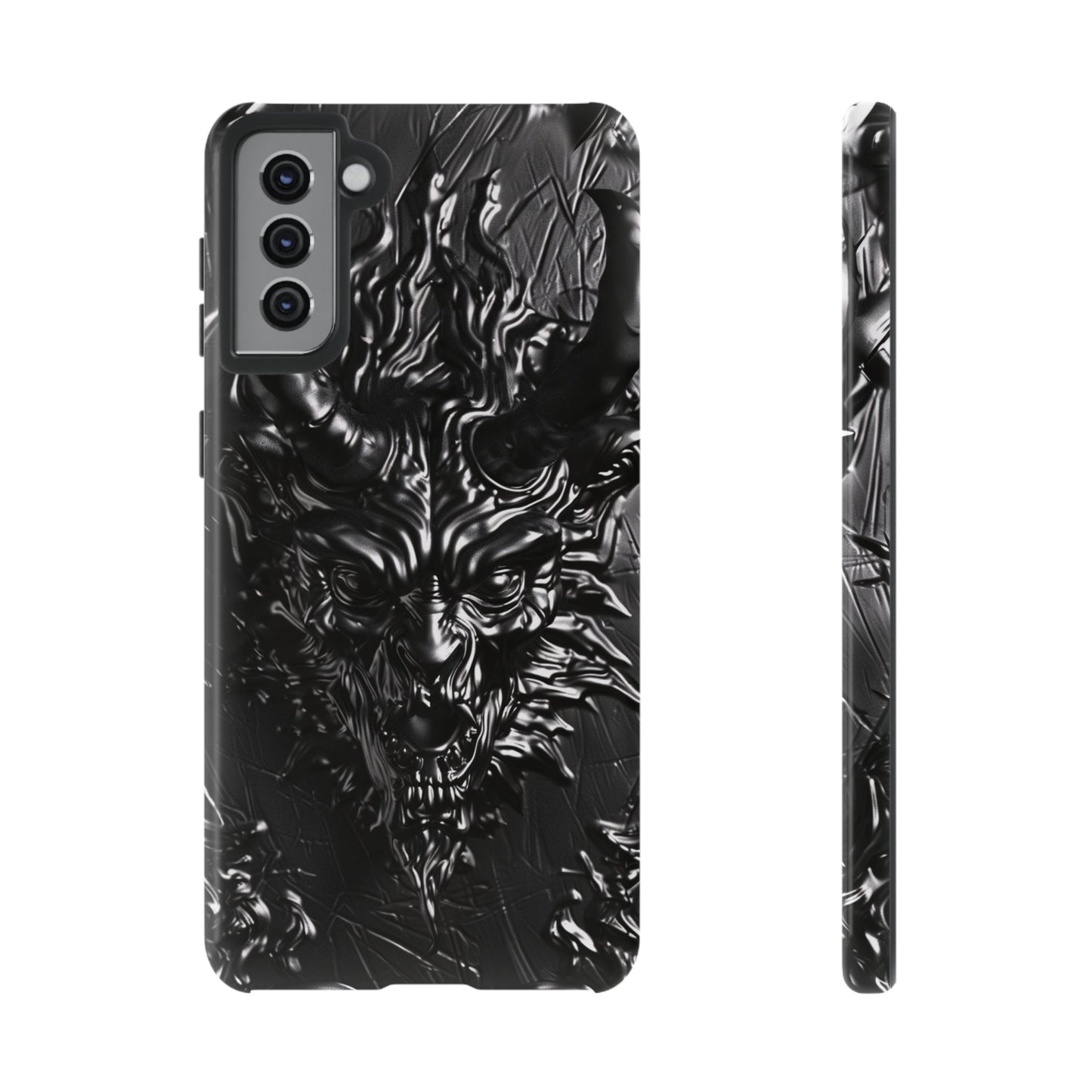 Silver Devil Phone Case – Gothic Demon Design for iPhone, Samsung Galaxy, and Google Pixel Devices