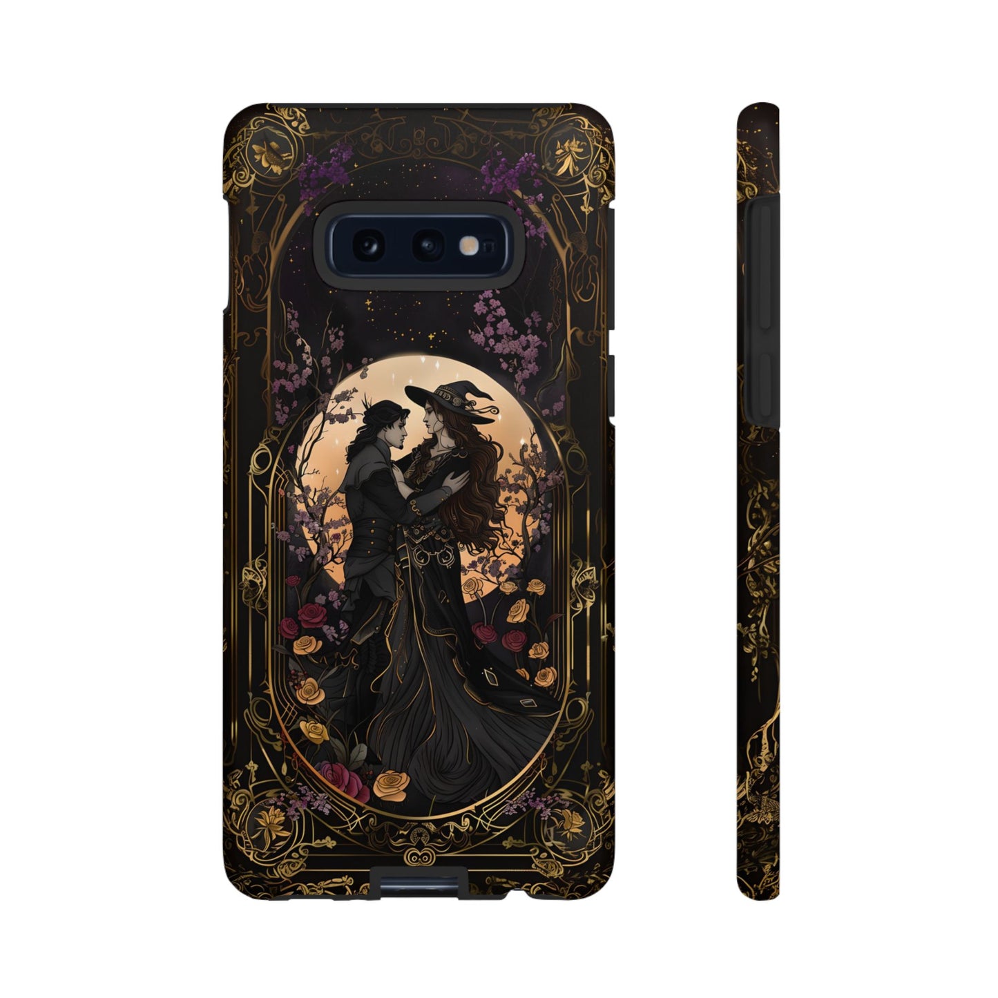 Gothic Romance Phone Case - Enchanted Witch and Lover Design for iPhone, Samsung Galaxy, and Google Pixel Devices