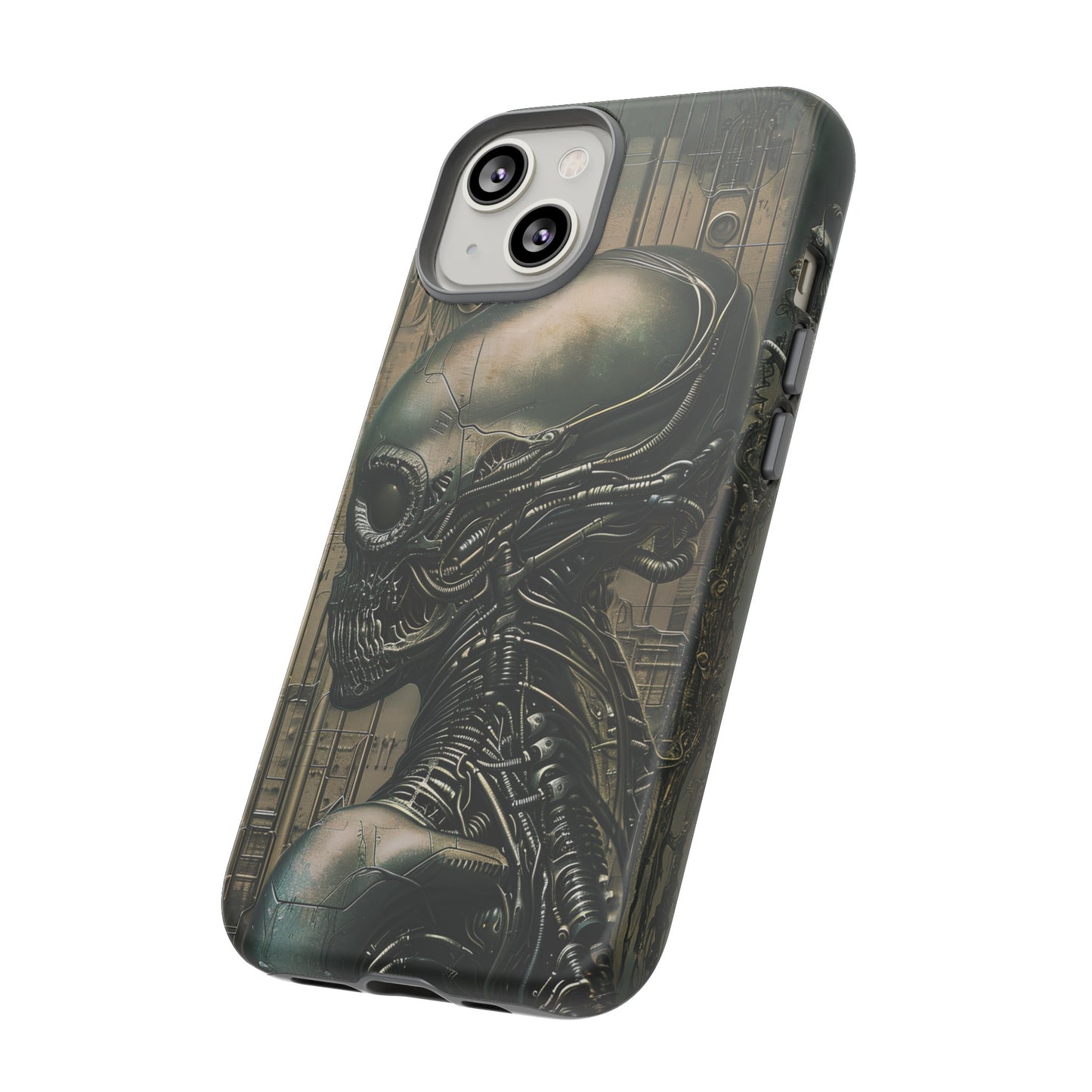 Biomechanical Android Phone Case – Futuristic Alien Horror H.R. Giger-Inspired Design for iPhone, Samsung Galaxy, and Google Pixel Devices