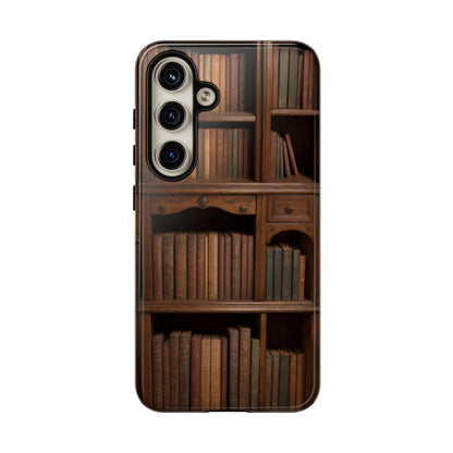 Book Shelf Phone Case – Vintage Library Design for iPhone, Samsung Galaxy, and Google Pixel Devices