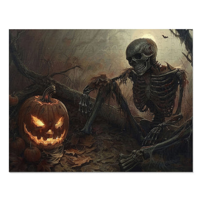 Spooky Skeleton and Jack-o'-Lantern Halloween Jigsaw Puzzle - 110, 252, 500-Piece Versions