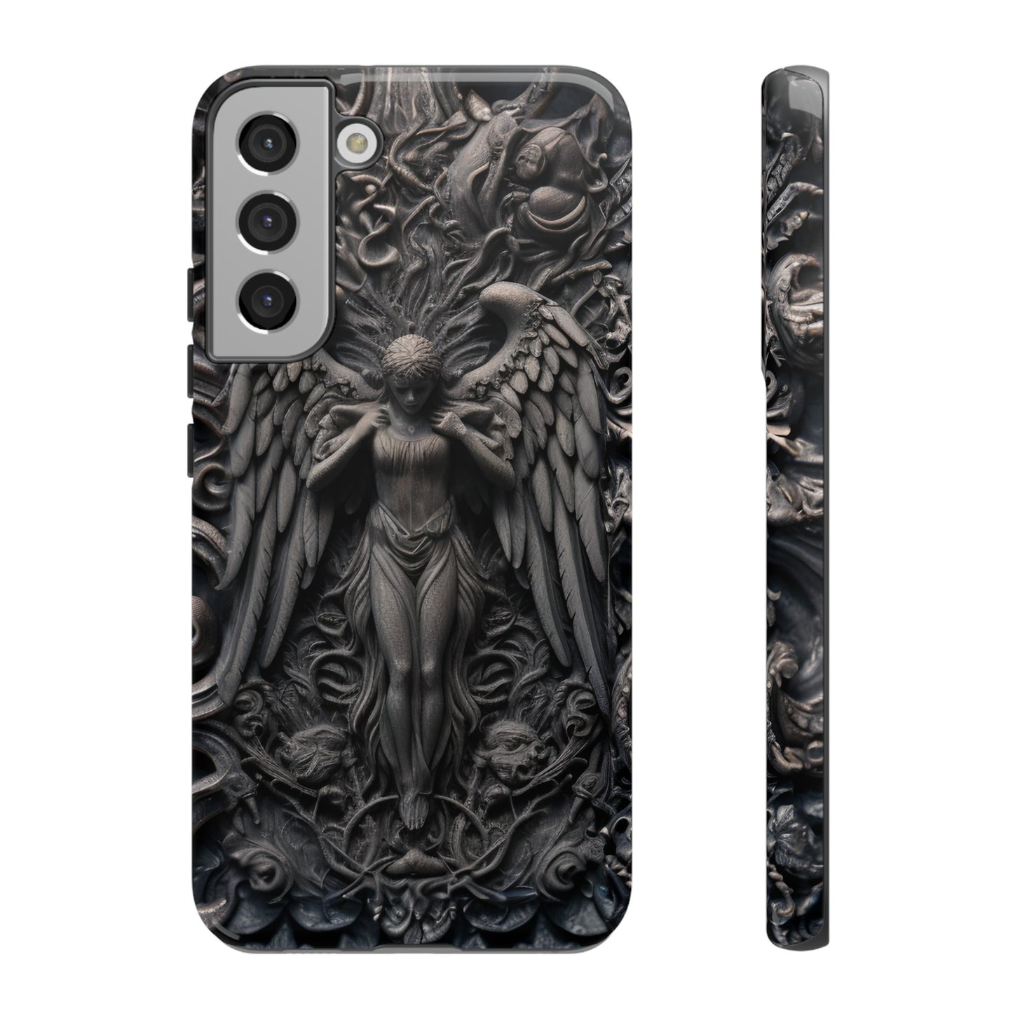 Grey Angel Phone Case – Gothic Marble Statue Design for iPhone, Samsung Galaxy, and Google Pixel Devices