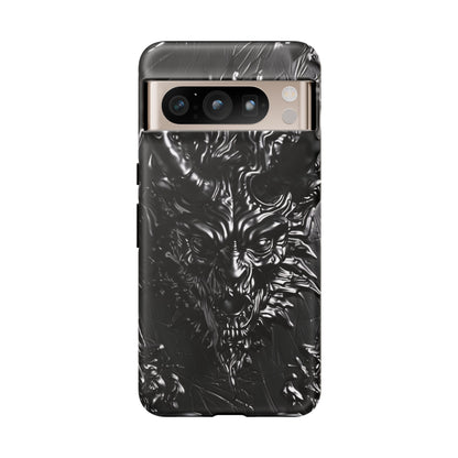 Silver Devil Phone Case – Gothic Demon Design for iPhone, Samsung Galaxy, and Google Pixel Devices