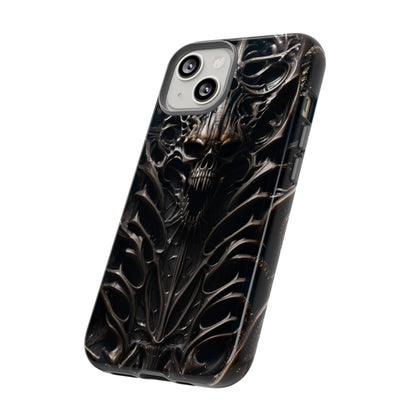 Biomechanical Horror 3 Tough Phone Case – Futuristic Alien Skull Design for iPhone, Samsung Galaxy, and Google Pixel Devices