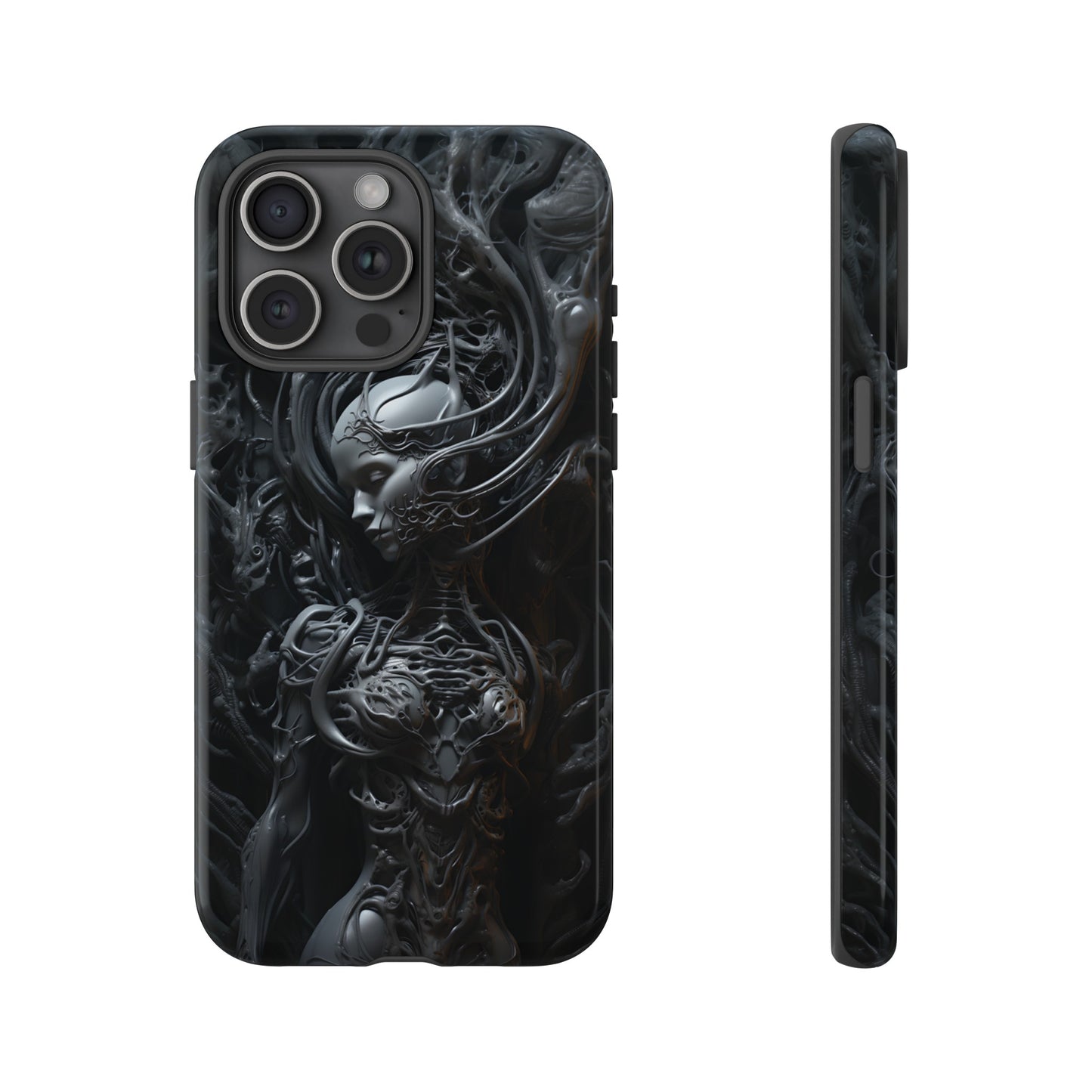 Biomechanical Beauty Phone Case – Futuristic Alien Design for iPhone, Samsung Galaxy, and Google Pixel Devices