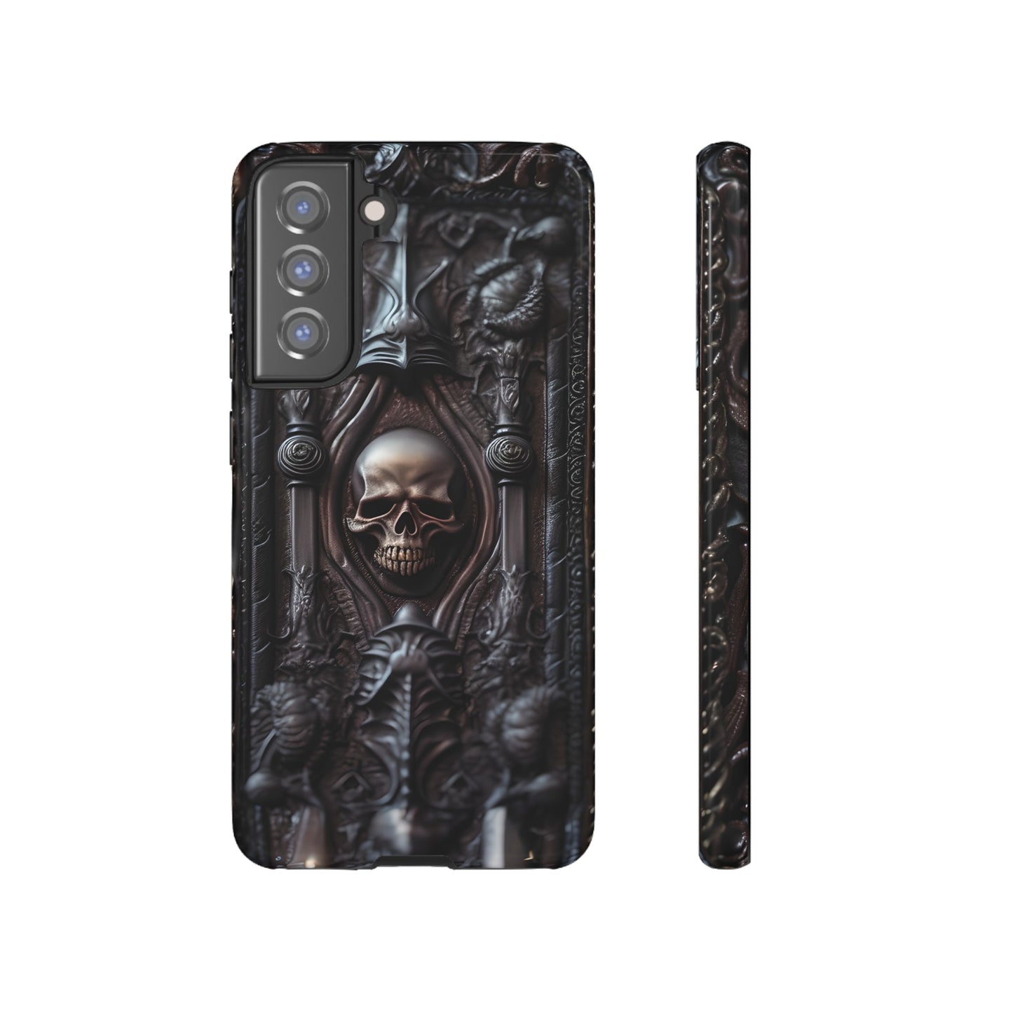 Dark Grimoire of Death Tough Phone Case – Gothic Skull Vampiric Design for iPhone, Samsung Galaxy, and Google Pixel Devices