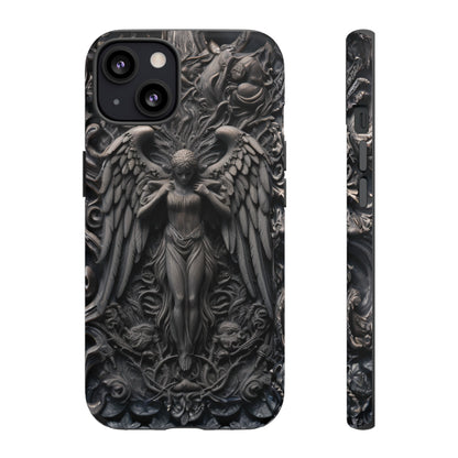 Grey Angel Phone Case – Gothic Marble Statue Design for iPhone, Samsung Galaxy, and Google Pixel Devices