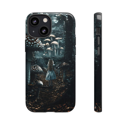 Alice in the Mushroom Forest Phone Case – Fantasy Wonderland Design for iPhone, Samsung Galaxy, and Google Pixel Devices