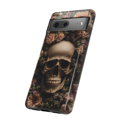 Skull and Flowers #2 Phone Case – Gothic Floral Design for iPhone, Samsung Galaxy, and Google Pixel Devices