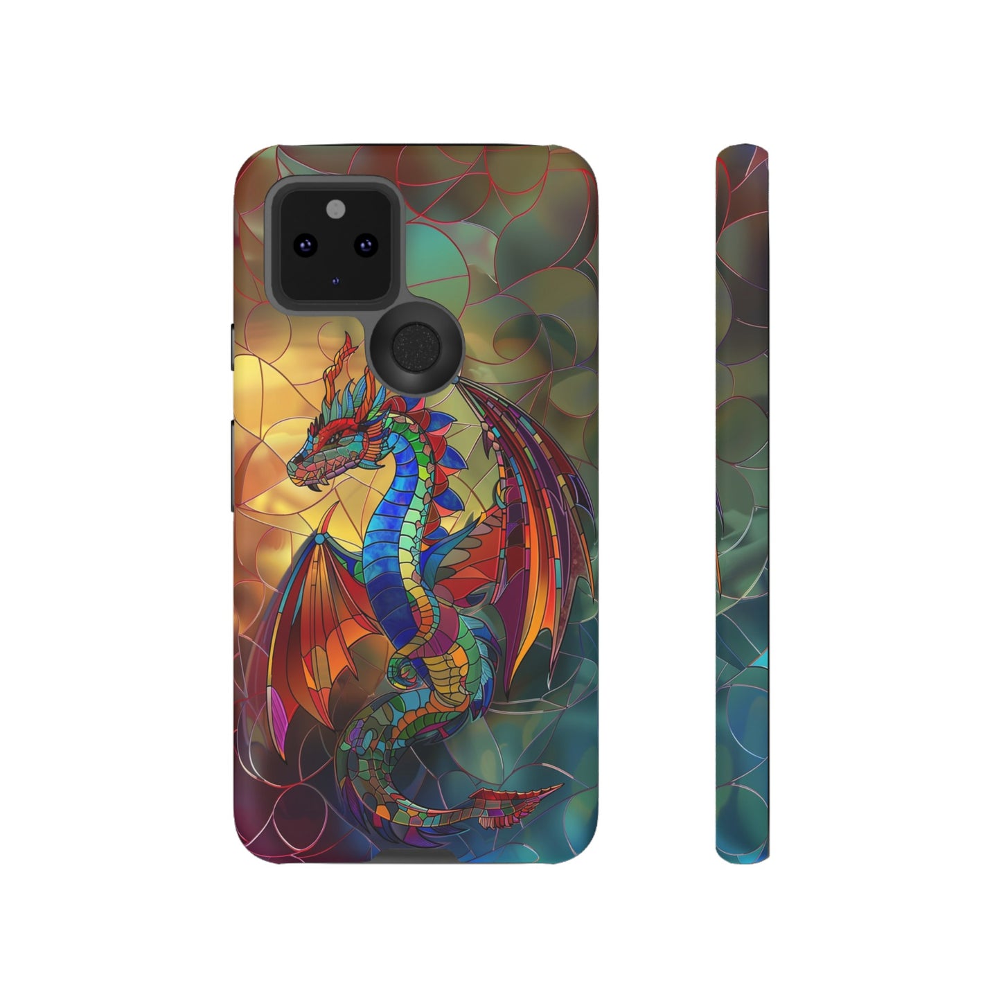 Stained Glass Dragon Phone Case - Colorful Fantasy Design for iPhone, Samsung Galaxy, Google Pixel Devices