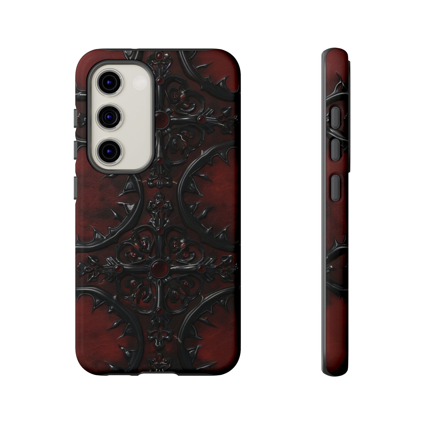 Vampiric Leather Phone Case for iPhone, Samsung Galaxy, and Google Pixel Devices - Gothic Ornate Design