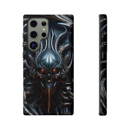 Metallic Alien Mask Phone Case – Futuristic Alien Horror Design for iPhone, Samsung Galaxy, and Google Pixel Devices