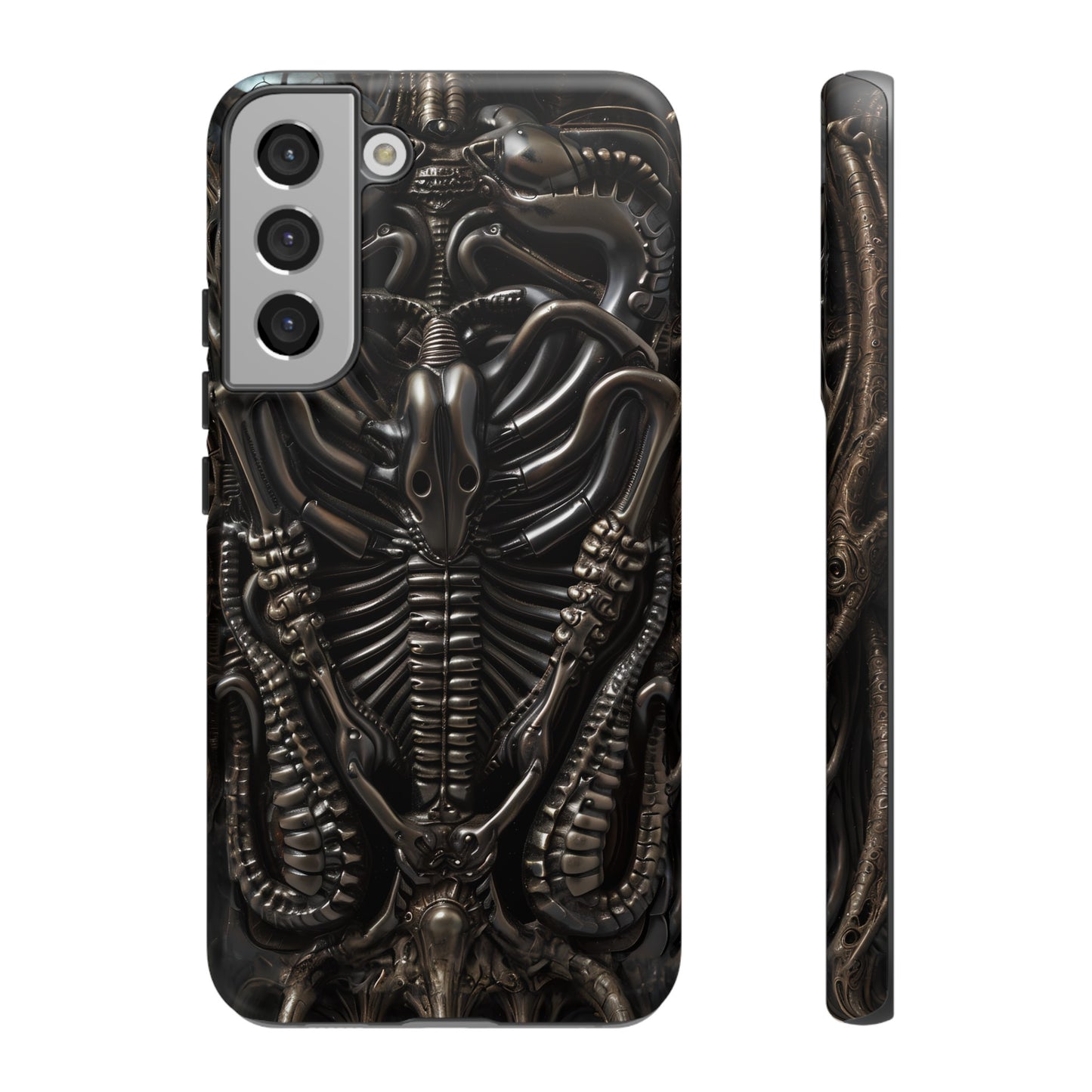 Biomechanical Nightmares Tough Phone Case – Alien Horror Design for iPhone and Samsung Galaxy Devices